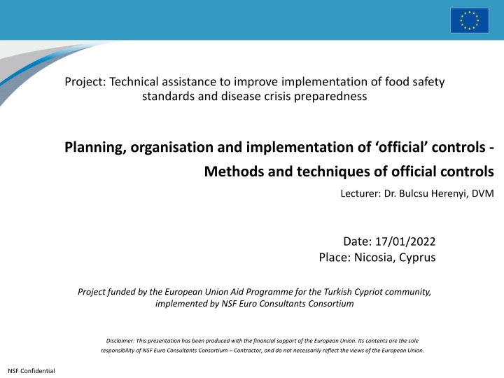 Technical Assistance for Food Safety Standards and Disease Crisis Preparedness