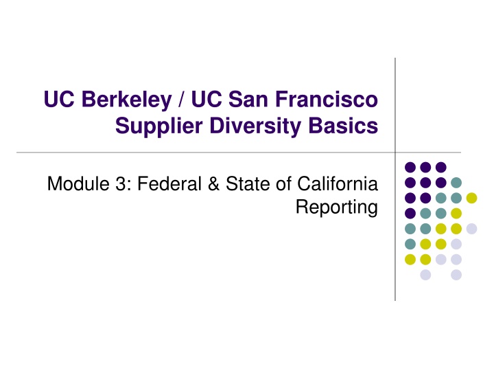 Federal & State Reporting for Supplier Diversity