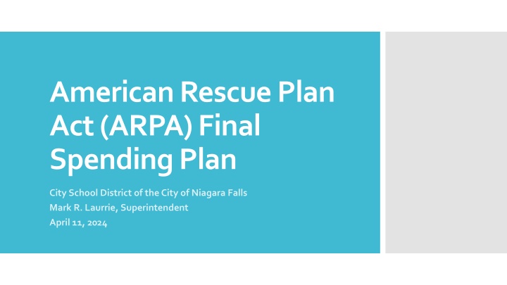 American Rescue Plan Act Final Spending Plan - City School District of Niagara Falls