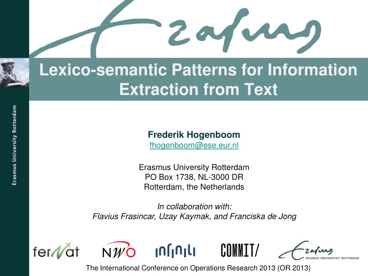 Lexico-semantic Patterns for Information  Extraction from Text