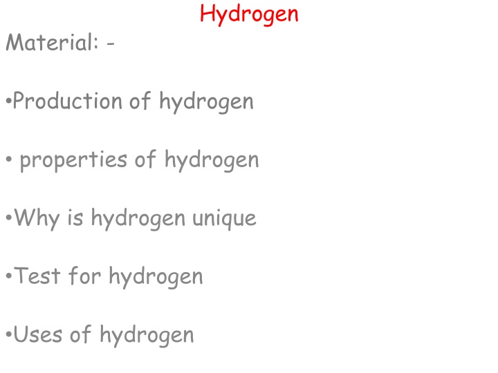 The Unique Properties of Hydrogen: Production, Testing, and Uses