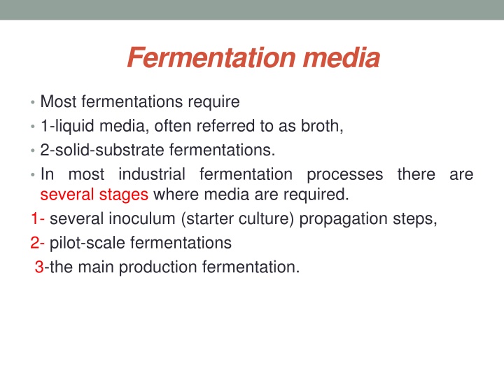 Fermentation media