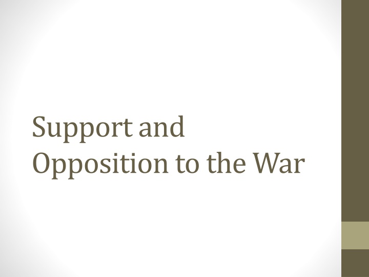 Support and Opposition to the War During WWI