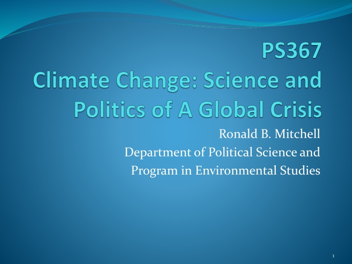 Climate Change Course Outline and Learning Objectives