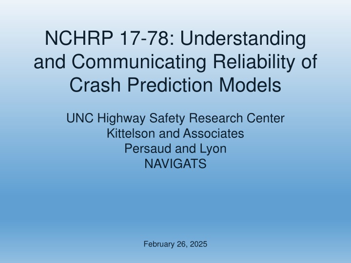 Reliability of Crash Prediction Models