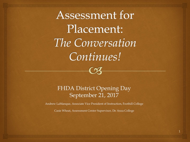 FHDA District Assessment for Student Success