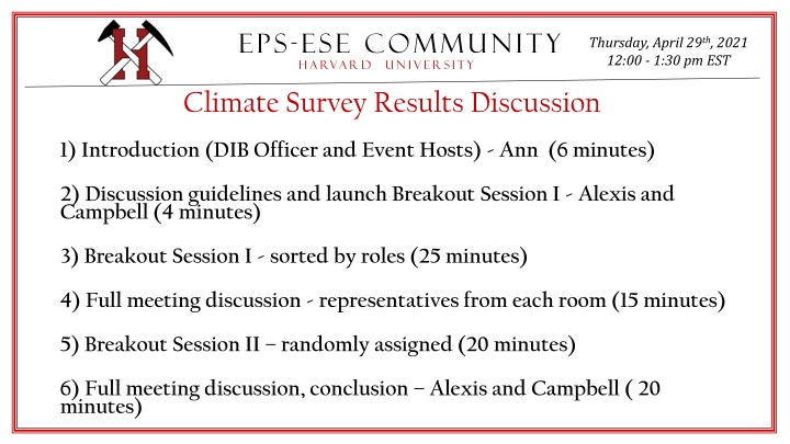 Harvard University Climate Survey Results Discussion