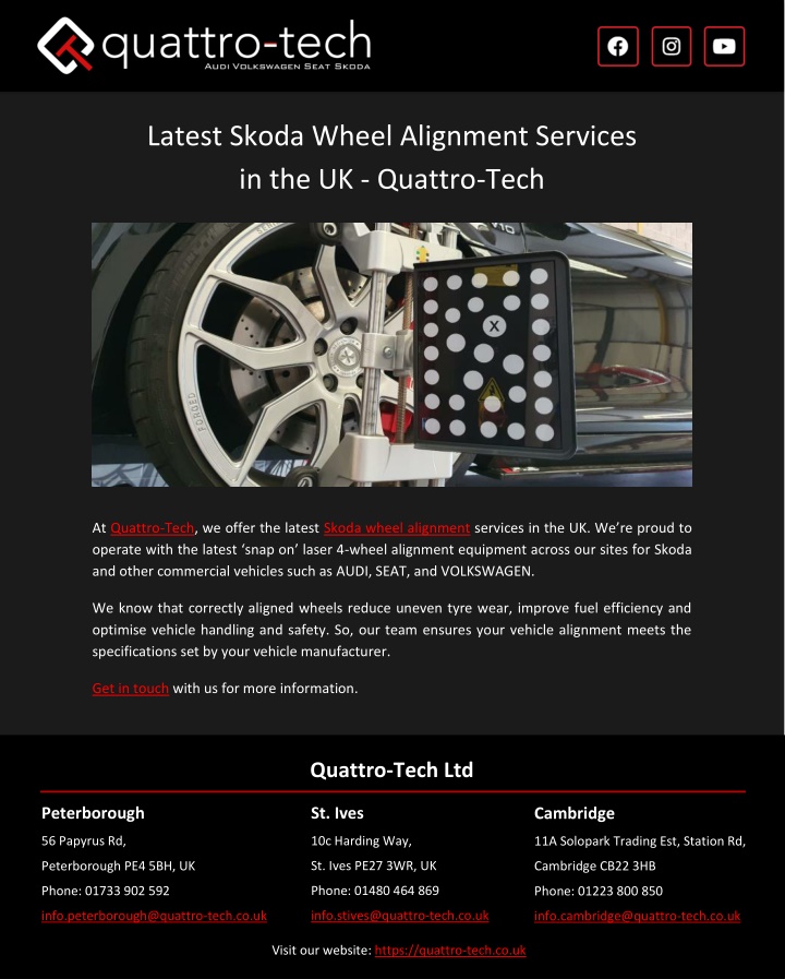 latest skoda wheel alignment services n.w