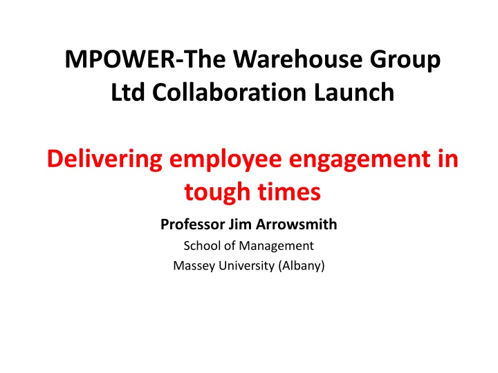 MPOWER Collaboration Launch: Delivering Employee Engagement in Tough Times