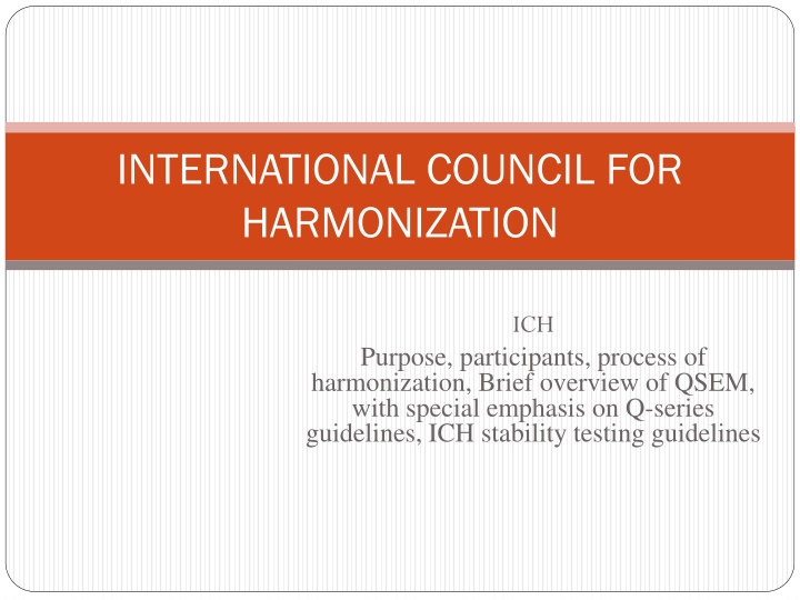 International Council for Harmonization (ICH): Purpose and Process Overview