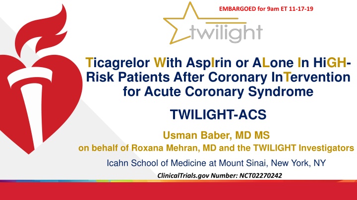 Ticagrelor Monotherapy vs. Dual Antiplatelet Therapy in High-Risk Patients with ACS