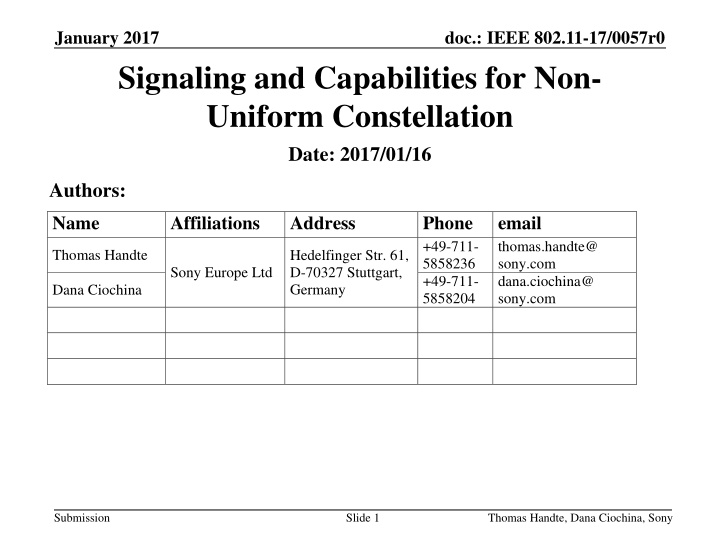 NUC Signaling and Capabilities Proposal