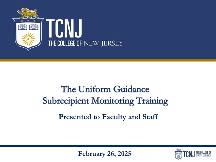 Uniform Guidance Subrecipient Monitoring Training