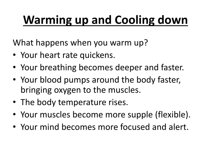 Importance of Warming Up and Cooling Down