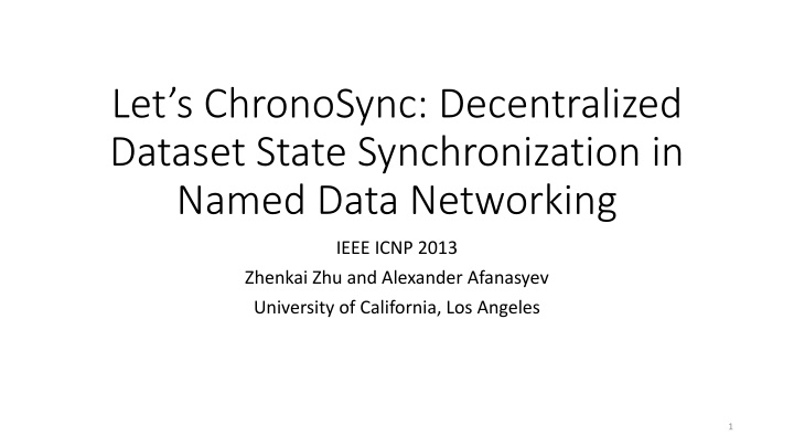 Decentralized Dataset State Synchronization in Named Data Networking