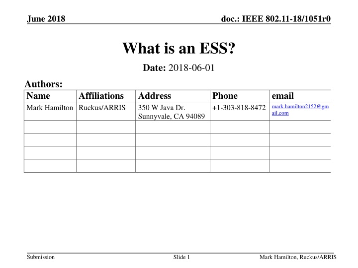 Definition of ESS in IEEE 802.11-18/1051r0