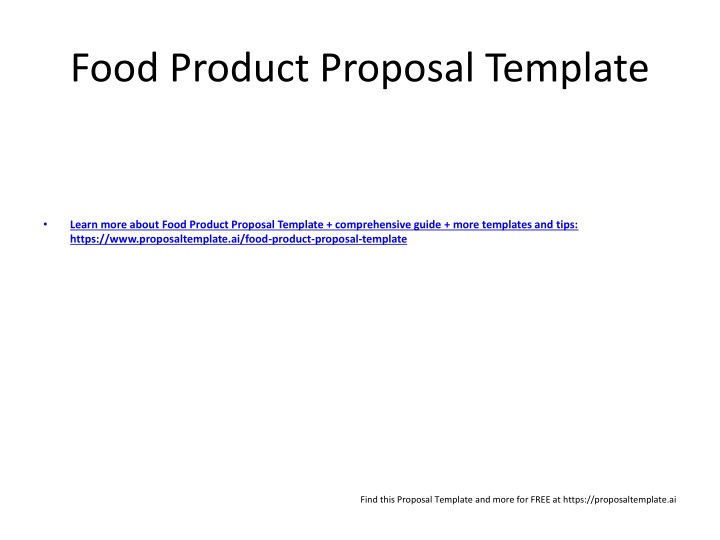 Food Product Proposal Template