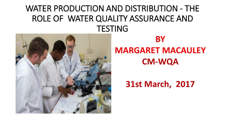 Water Quality Assurance and Testing Roles