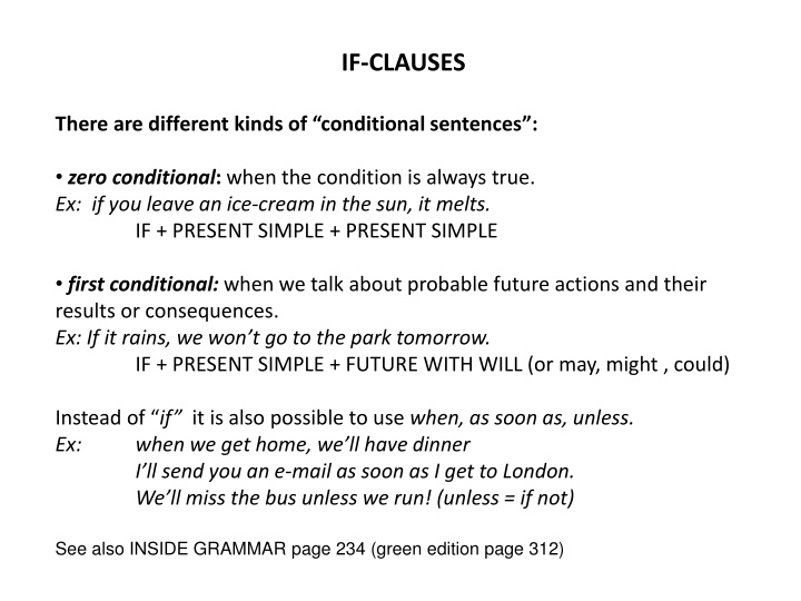 Types of Conditional Sentences: Zero Conditional