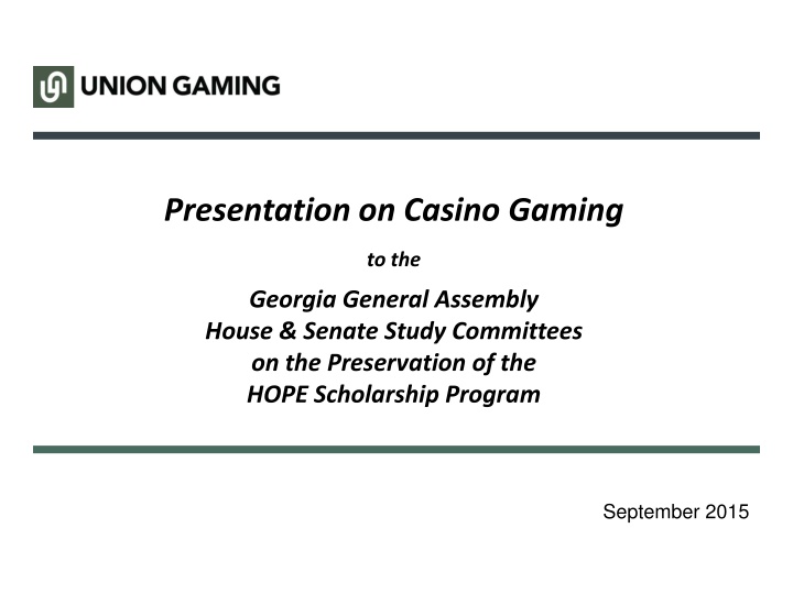Presentation on Casino Gaming