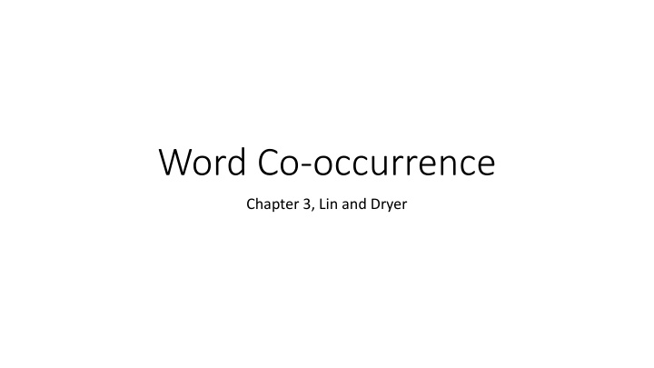 Word Co-occurrence