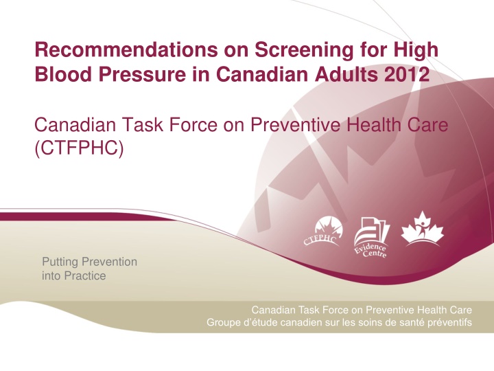 Recommendations on Screening for High Blood Pressure in Canadian Adults 2012