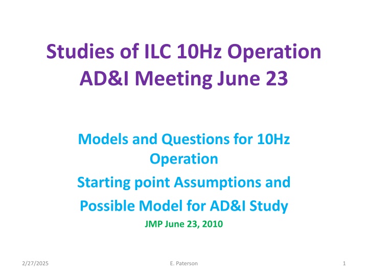 ILC 10Hz Operation Study & Questions for Lumi Production