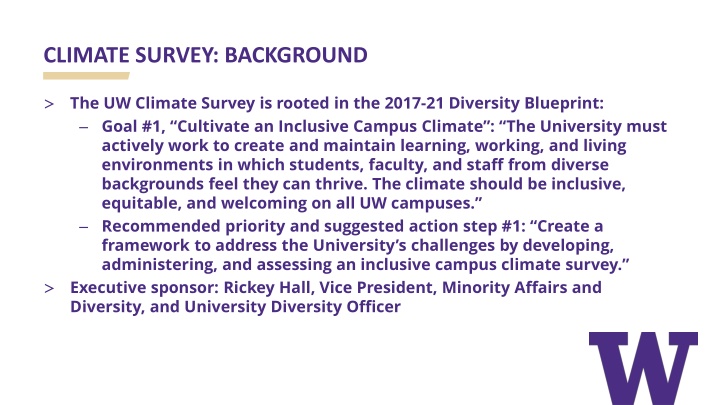 UW Climate Survey: Cultivating Inclusive Campus Climate