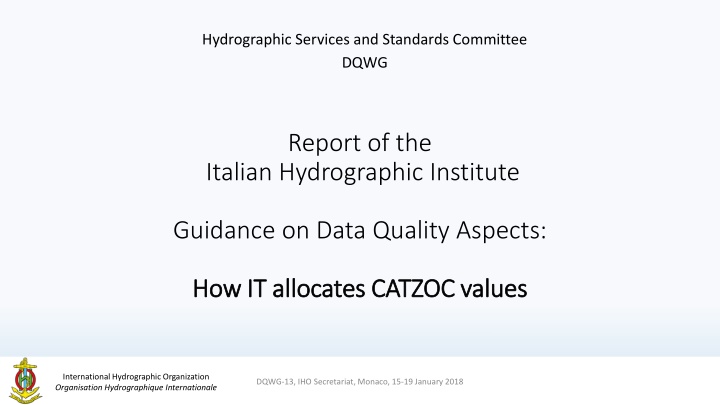 Italian Hydrographic Institute Guidance on Data Quality Aspects