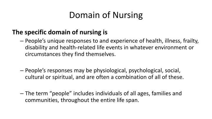 Overview of Nursing Domain and Practice