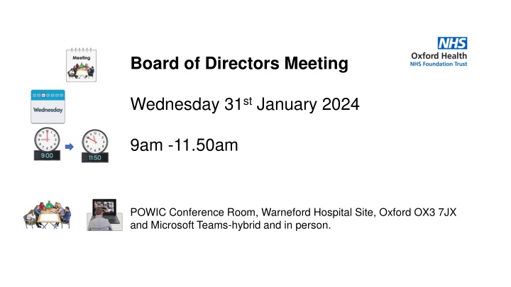 Board of Directors Meeting Agenda - January 31st, 2024