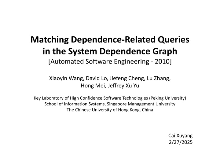Innovative Technique for Querying in System Dependence Graph