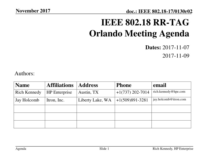 IEEE 802.18-17/0130r02 Meeting Agenda