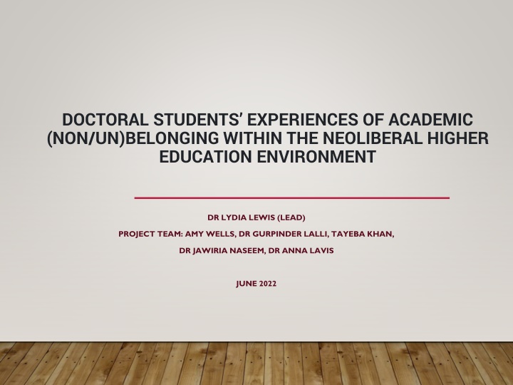 DOCTORAL STUDENTS’ EXPERIENCES OF ACADEMIC
