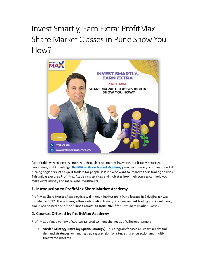 invest smartly earn extra profitmax share market n.w