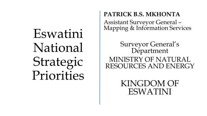 National Strategic Priorities Survey in Eswatini