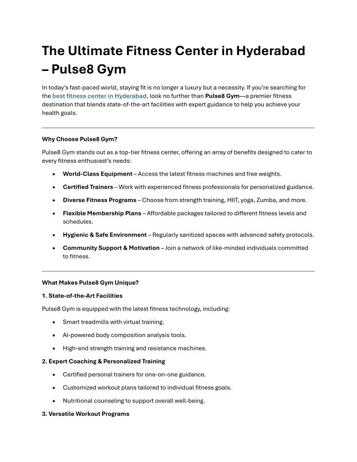 the ultimate fitness center in hyderabad pulse8 n.w