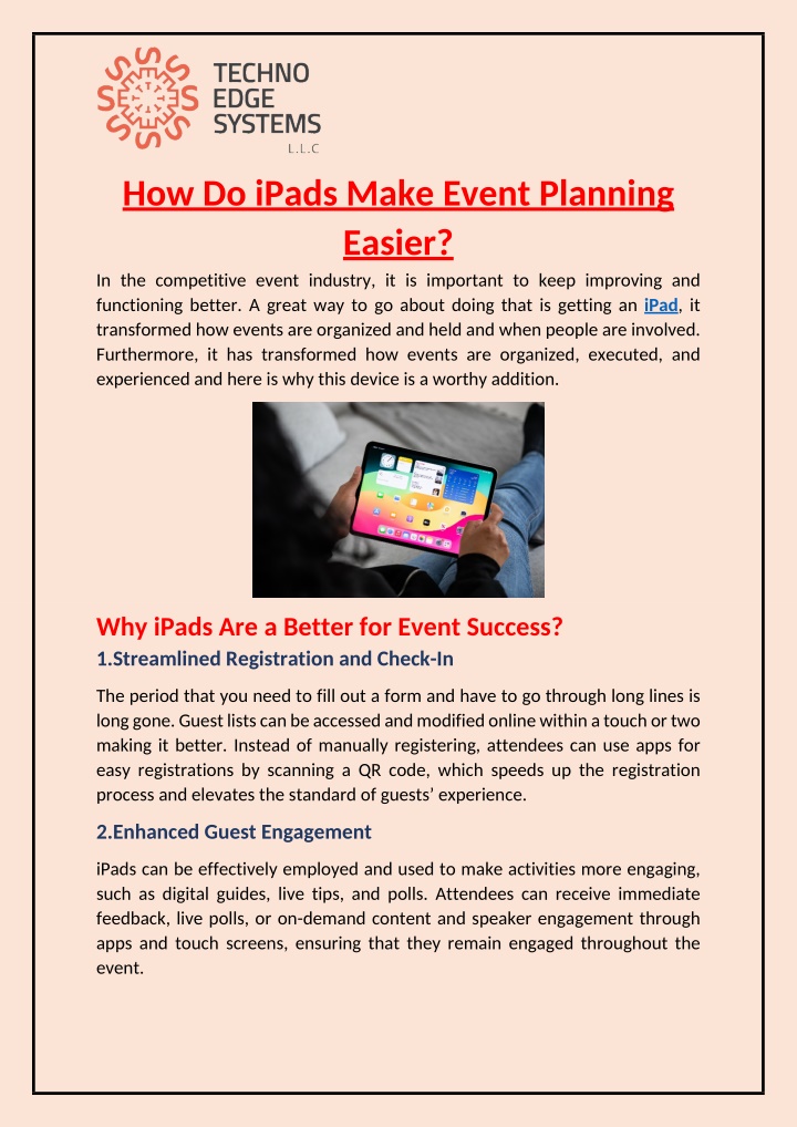 how do ipads make event planning easier n.w
