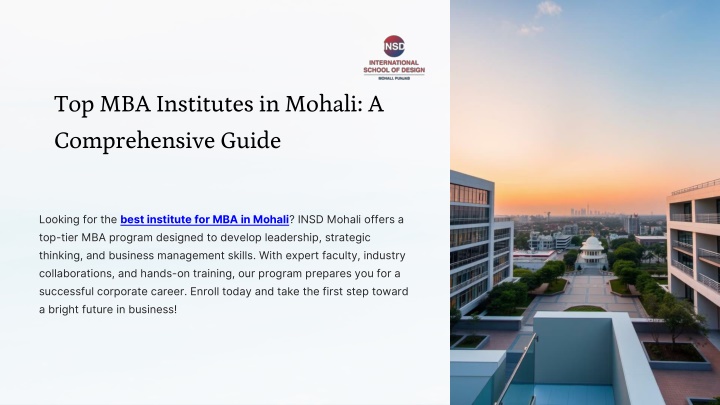Best Institute for MBA in Mohali: Unlock Your Leadership Potential