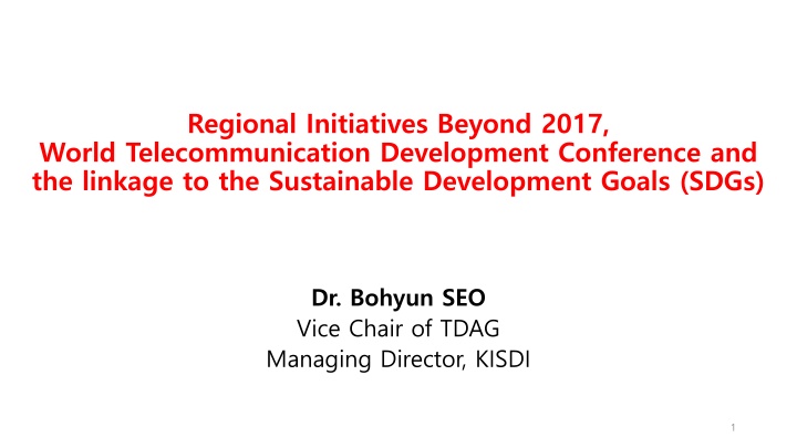 Regional Initiatives Beyond 2017: Linkage to Sustainable Development Goals