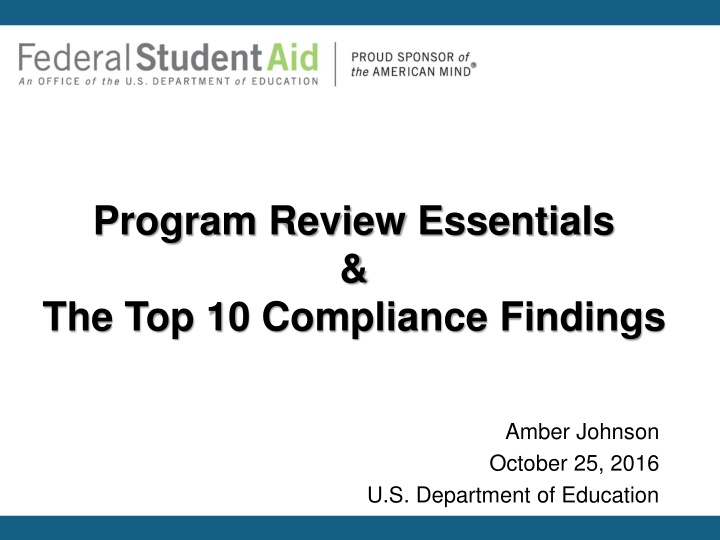 Program Review Essentials & Compliance Findings Overview