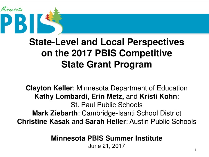 Insights on 2017 PBIS Competitive State Grant Program