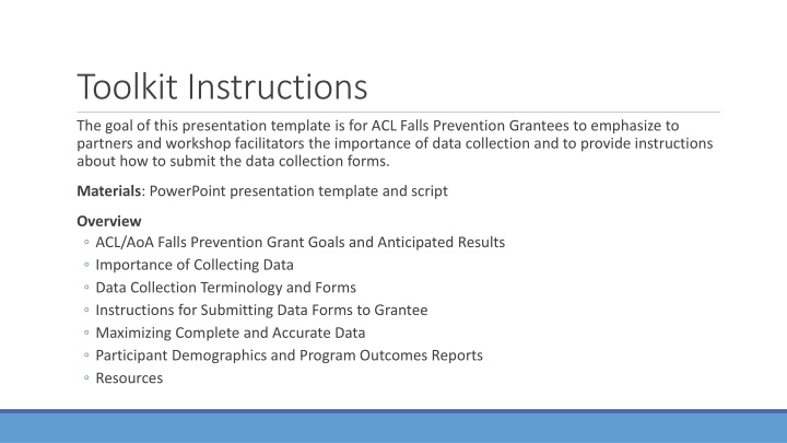ACL Falls Prevention Grantees Data Collection Guidance