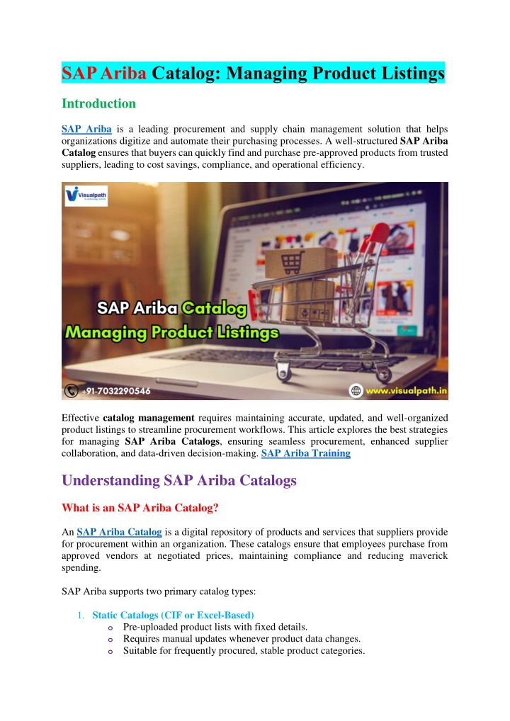 sap ariba catalog managing product listings n.w
