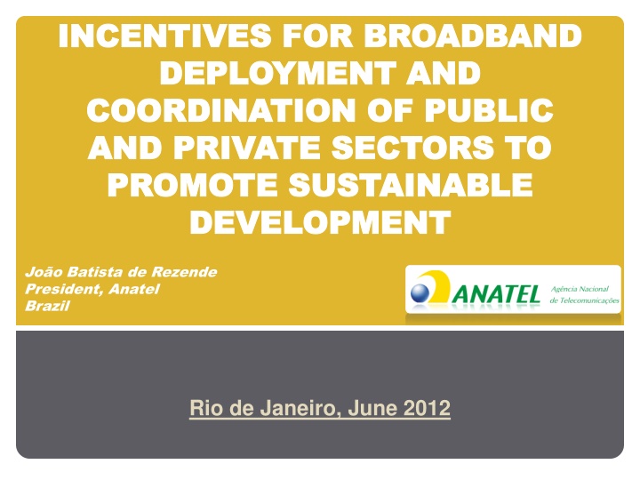 Incentives for Broadband Deployment and Coordination in Brazil