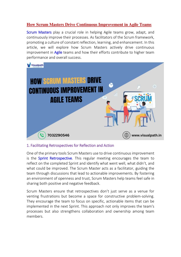 how scrum masters drive continuous improvement n.w