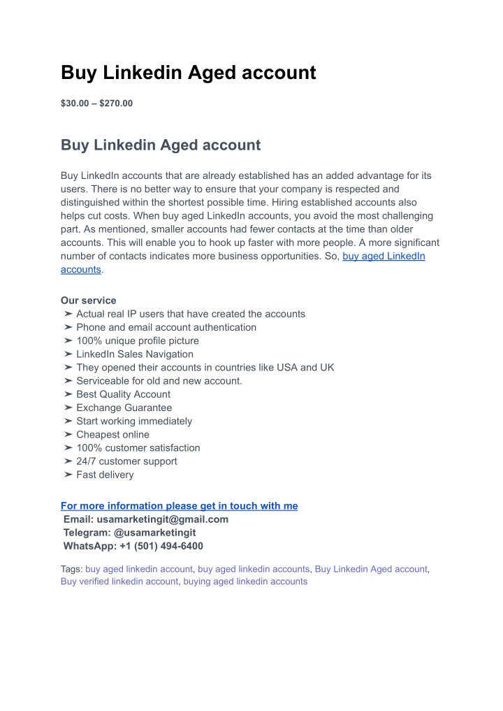 buy linkedin aged account n.w
