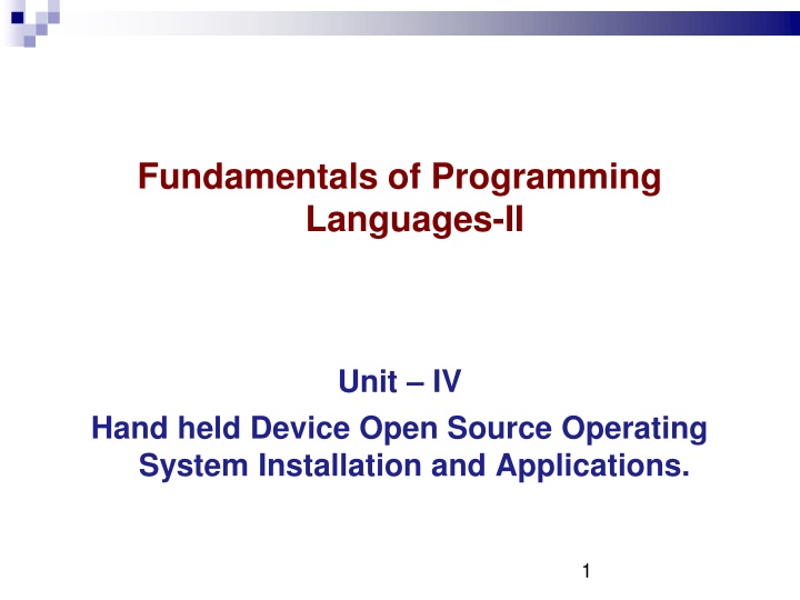 Hand-held Device Open Source OS Installation & Applications