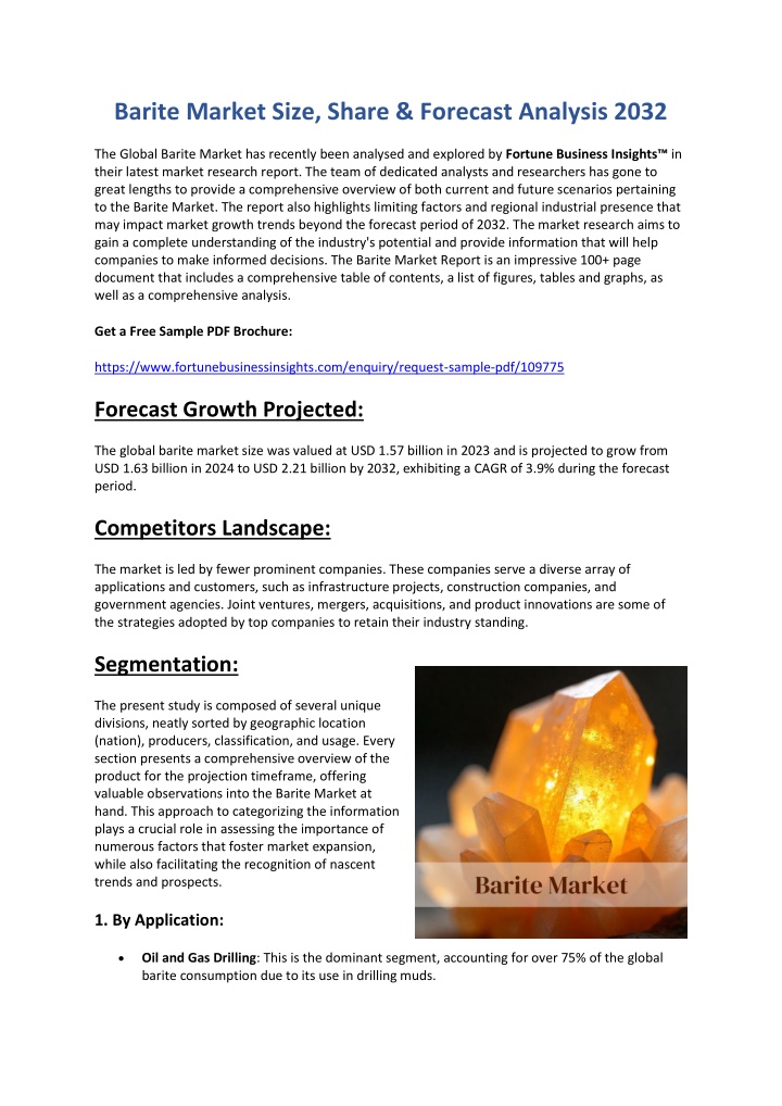 barite market size share forecast analysis 2032 n.w