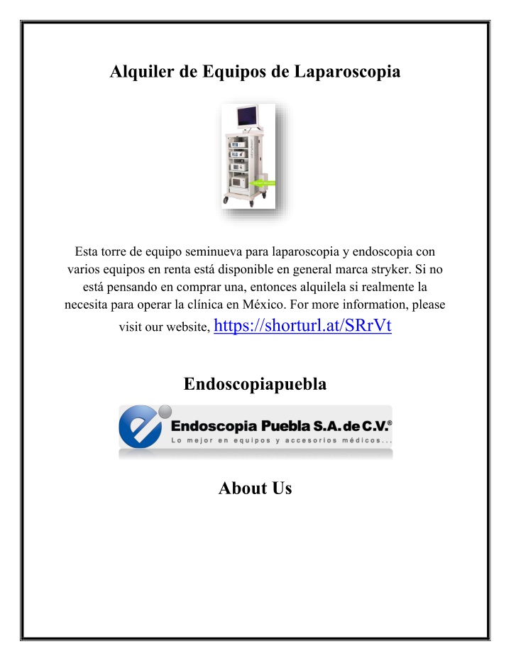 alquiler de equipos de laparoscopia n.w